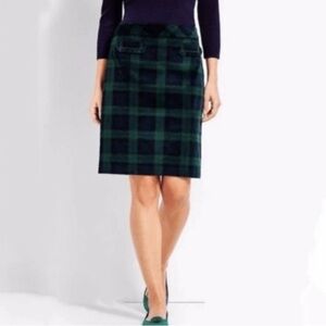 Talbots Blackwatch Plaid Velvet Skirt. EUC. Women’s 12